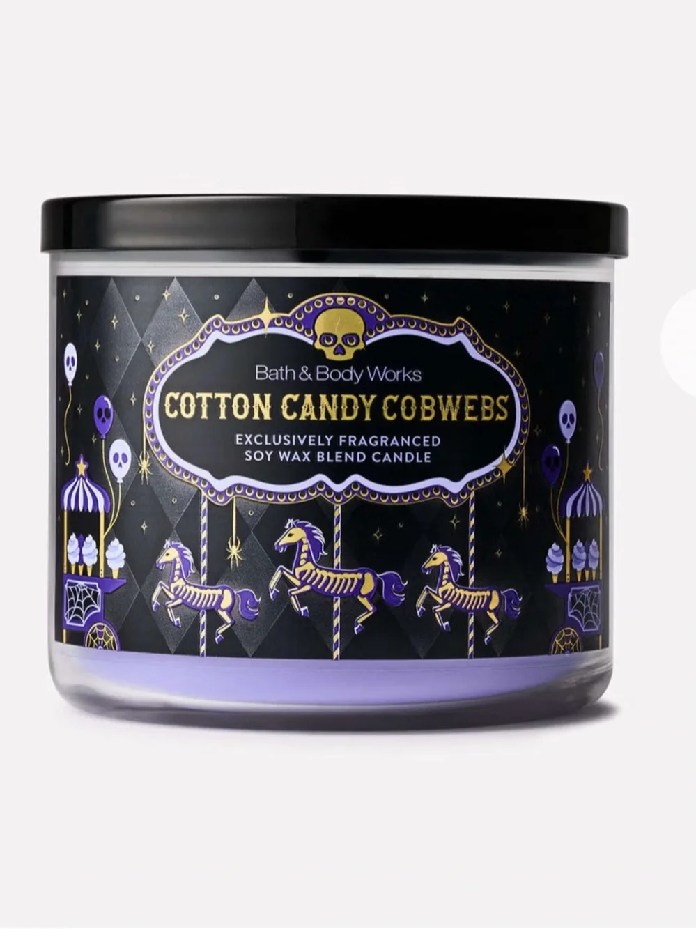 🎃 BBW Cotton Candy Cobwebs 3-Wick Candle NEW